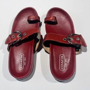 Coach Cherry Red Slide Sandals